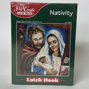 J&P Coats Nativity Latch Hook Rug Kit Mary Joseph Baby Jesus 25526 Christmas New